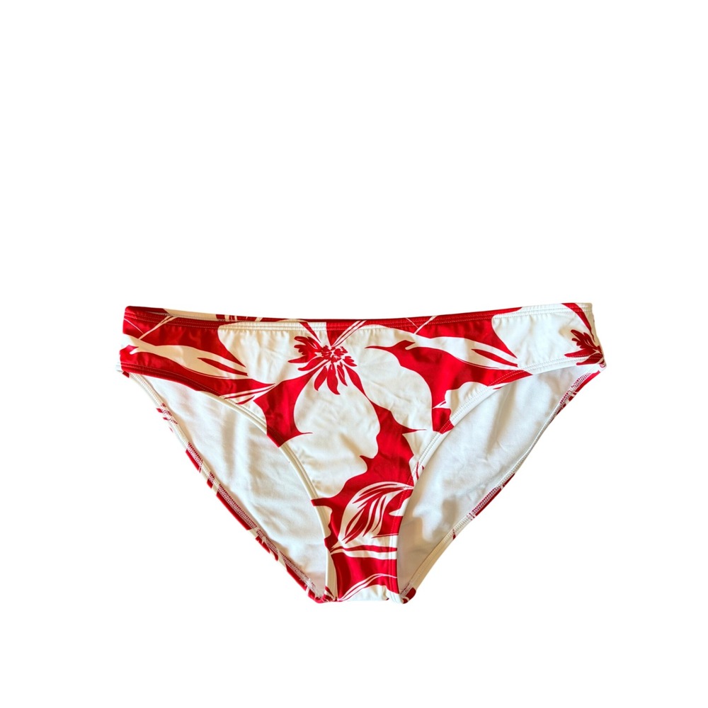 Shade & Shore Red Tropical Floral Low Rise Full Seat Bikini Swim Bottoms XL NWT